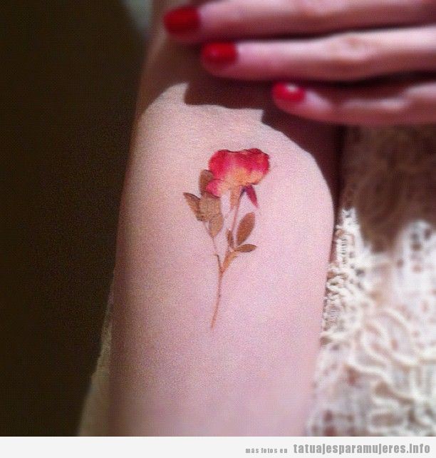 Tatuaje para mujer, flor delicada en el antebrazo