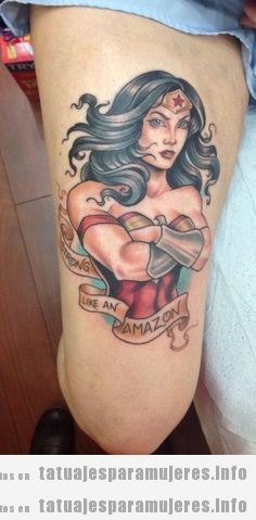  Tatuaje friki Wonder Woman para mujer