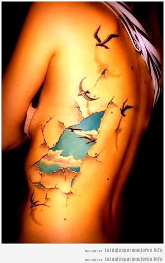 Diseño tatuajes realistas para mujer, efecto piel desgarrada 6