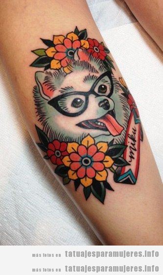 Diseños de tatuajes bonitos de perros para mujer