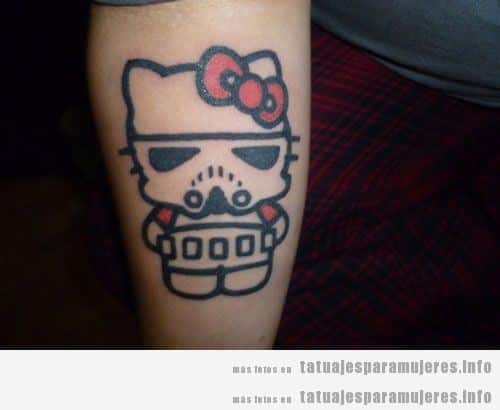  Tatuaje friki del videojuego Hello Kitty soldado imperial para mujer
