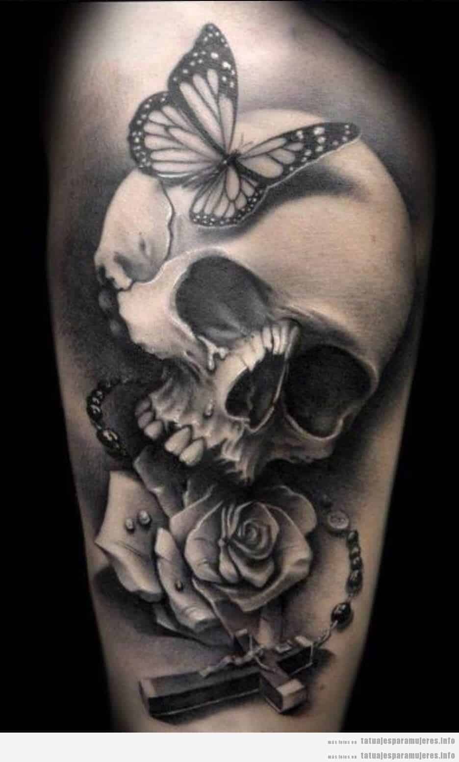 Diseño de tatuajes oscuros y góticos para mujer, calavera 2