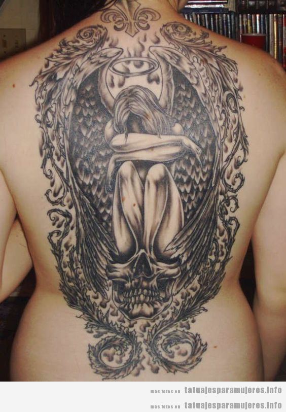 Diseño de tatuajes oscuros y góticos para mujer, ángeles