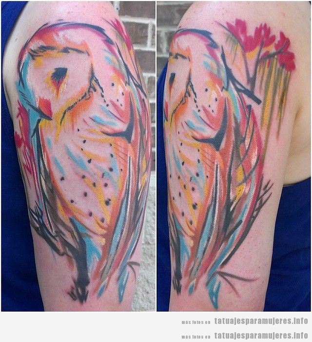 Tatuaje búho para mujer en el brazo 2