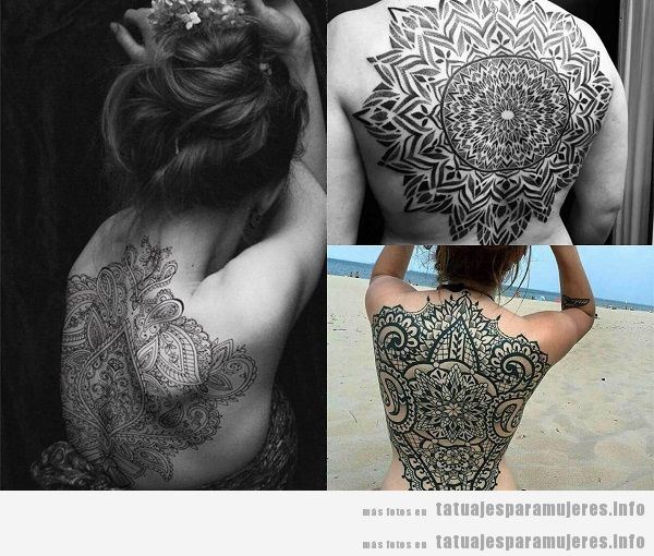 Tatuajes para mujeres en la espalda, mandalas grandes