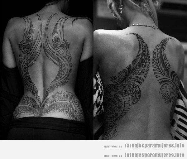 Tatuajes para mujeres en la espalda, tribales grandes 2