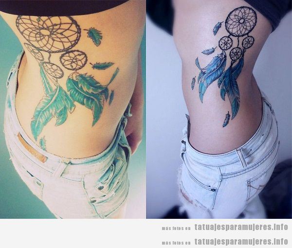 Tatuajes para mujeres en el costado atrapasueños