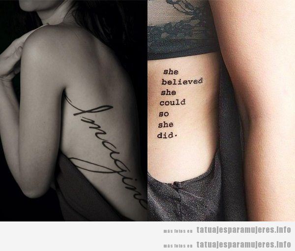 Tatuajes para mujeres en el costado con frases 2