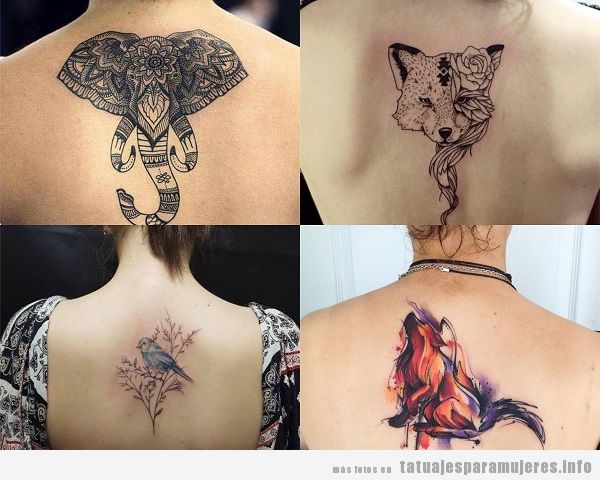 Tatuajes en la espalda para mujer, diseños de animales