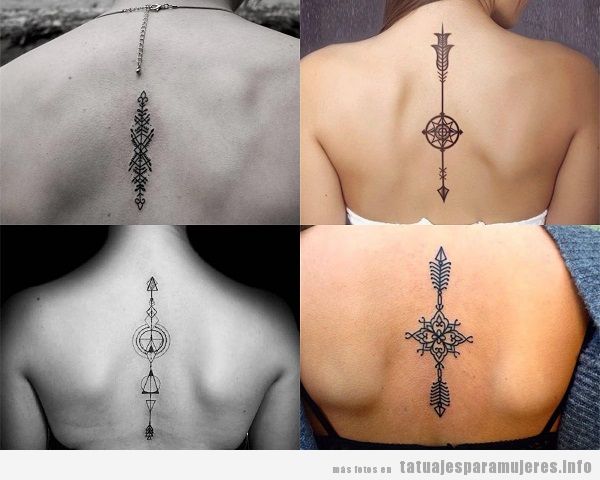 Tatuajes en la espalda para mujer, diseños de flechas