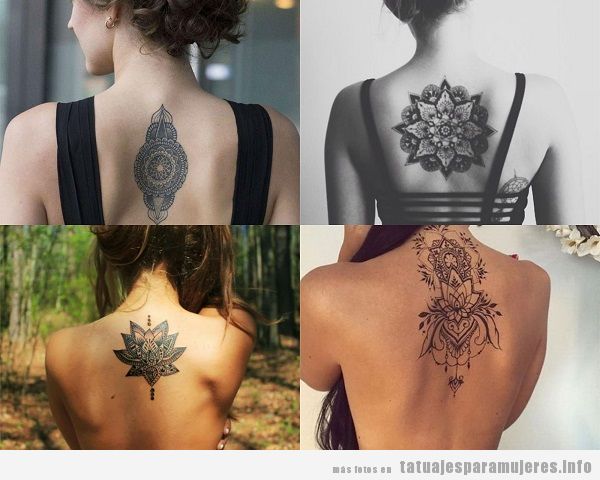 Tatuajes en la espalda para mujer, diseños de mandalas