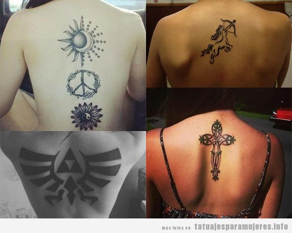 Tatuajes en la espalda para mujer, diseños de símbolos