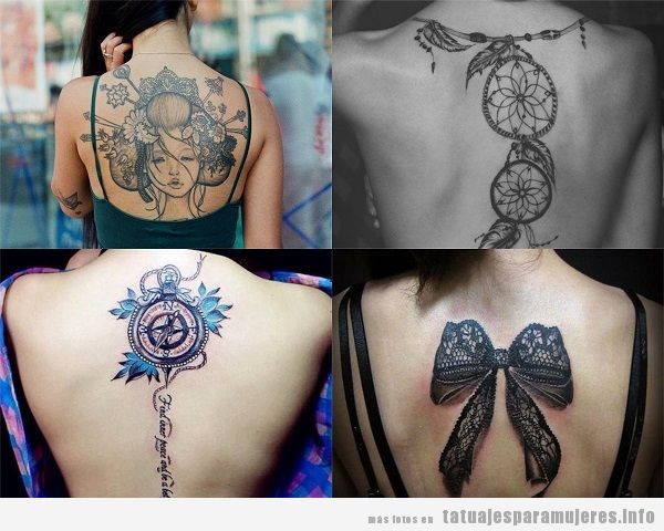 Tatuajes en el centro de la espalda para mujer