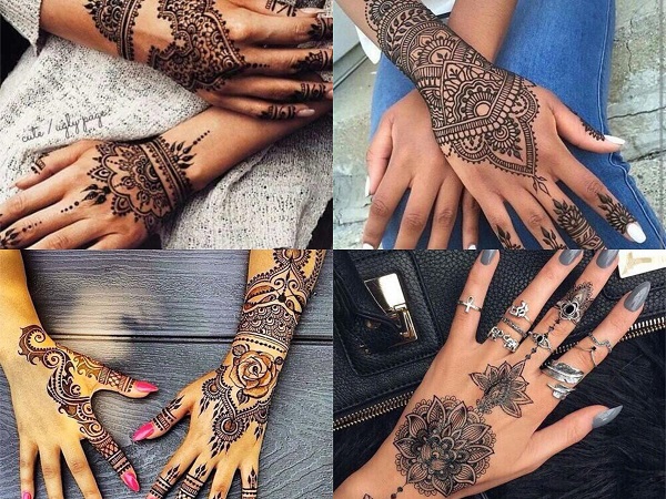 Tatuajes de henna en la mano para mujer 