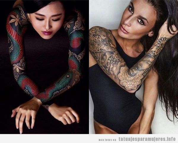 Tatuajes mujer brazo entero o manga