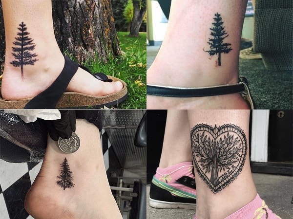Tatuajes para mujer en el tobillo de árboles