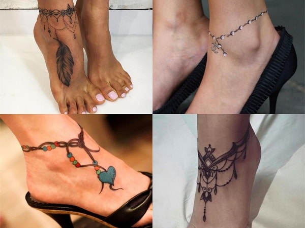 Tatuajes para mujer en el tobillo de tobillera