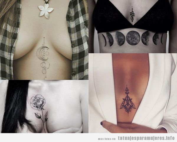 Tatuajes para mujeres entre los pechos o esternón