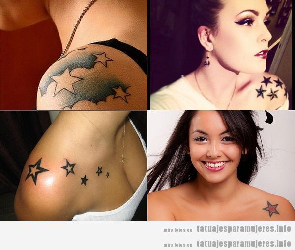 Tatuajes para mujeres en el hombro, estrellas