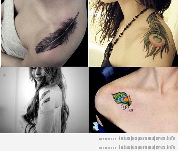 Tatuajes para mujeres en el hombro plumas