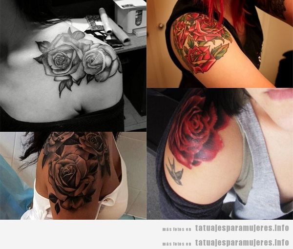 Tatuajes para mujeres en el hombro, rosas