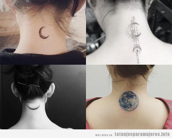 Tatuajes de luna en la nuca para mujer