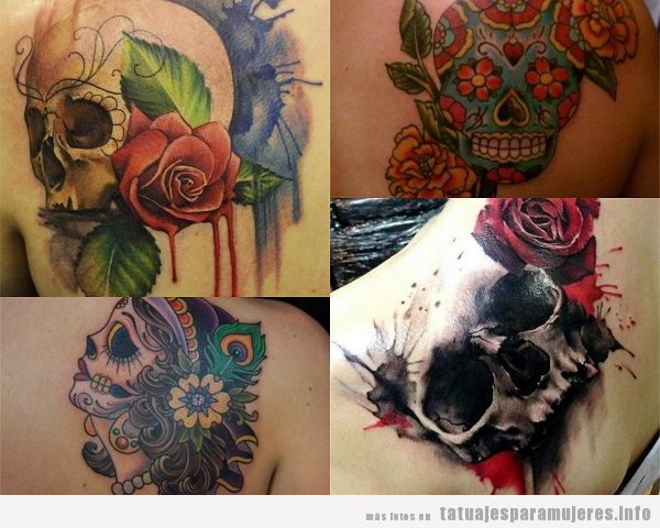 Tatuajes para mujer en el omóplato calaveras
