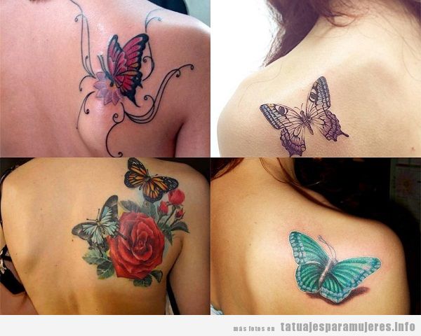 Tatuajes para mujer en el omóplato mariposas