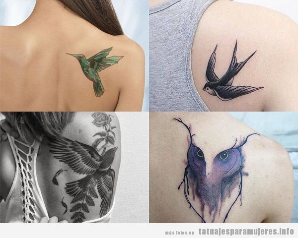 Tatuajes para mujer en el omóplato pájaros