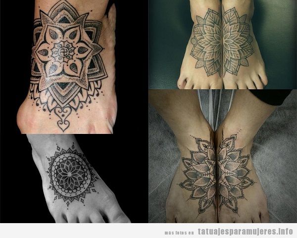 Tatuajes para mujer en el pie con mandalas