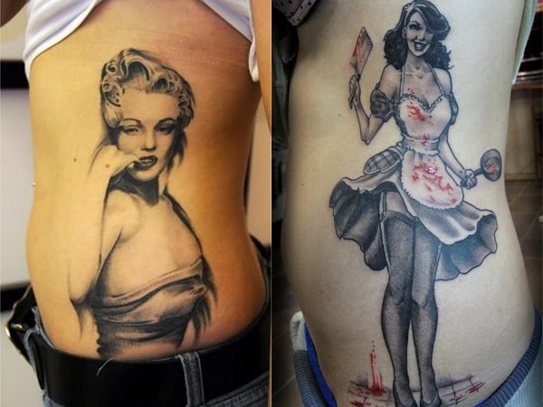 Tatuajes pin-up para mujeres en el costado 3