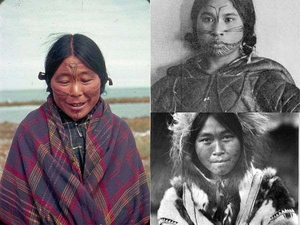 Mujeres Inuit con tatuajes en la cara