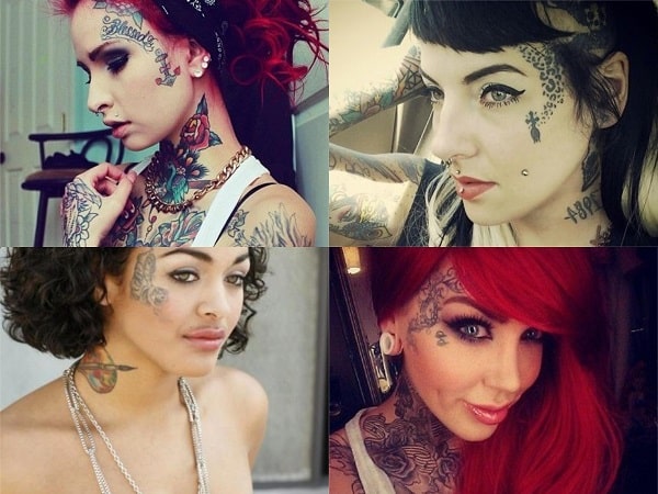 Tatuajes en la cara para mujer, diseños en el lateral