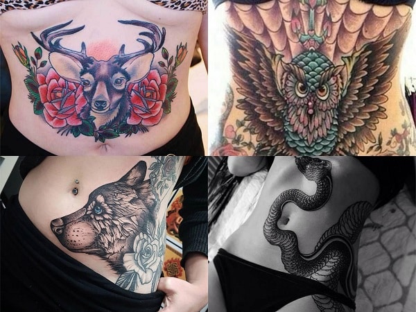 Tatuajes en el abdomen para mujer con animales