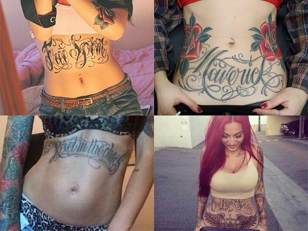 Tatuajes en el abdomen para mujer con palabras