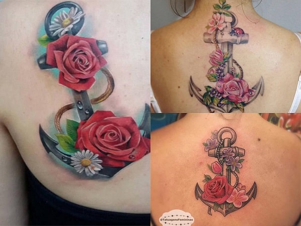 Tatuajes de anclas para mujer en la espalda