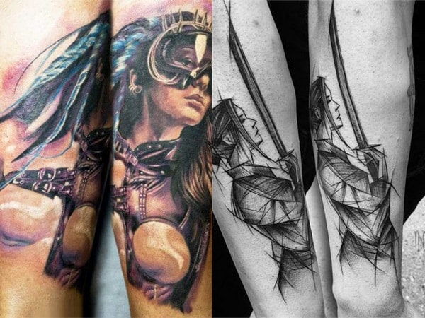 Tatuajes mujeres guerreras en el brazo 2