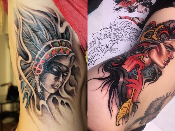Tatuajes mujeres guerreras en el costado