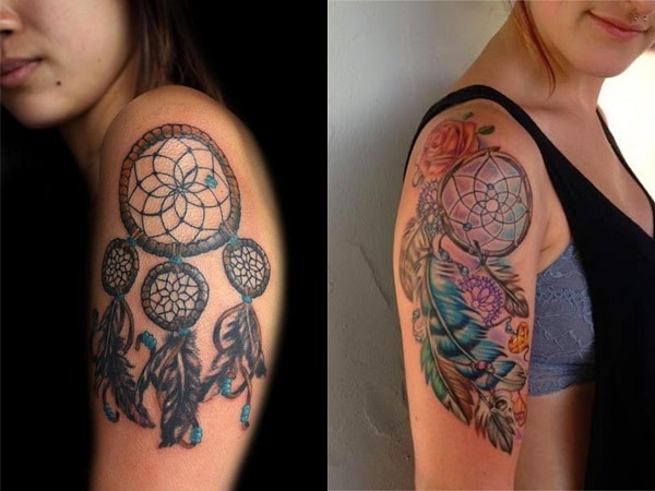 Tatuajes mujer atrapasueños en el brazo