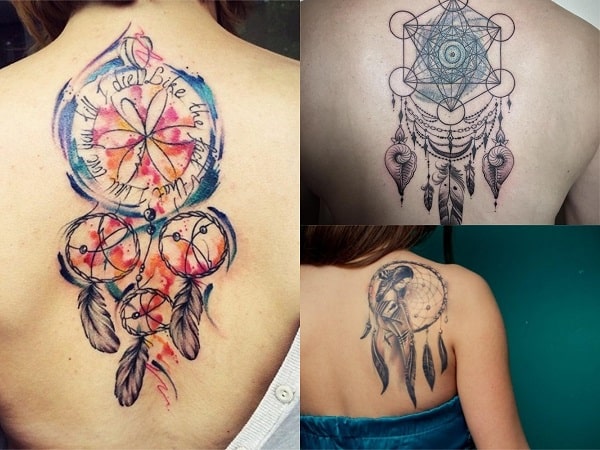 Tatuajes mujer atrapasueños en la espalda 2