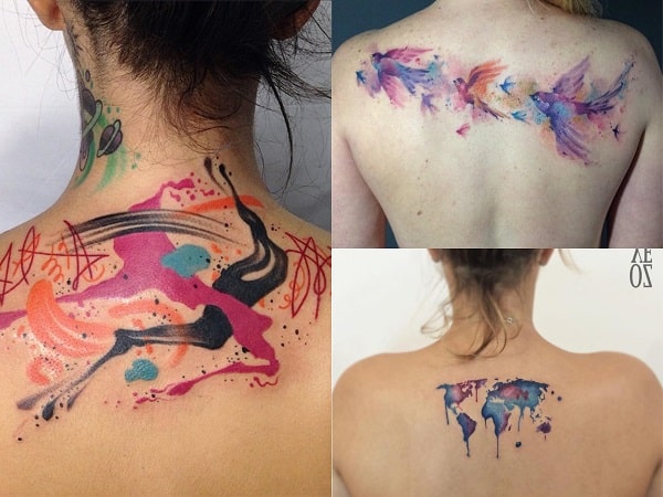 Tatuajes acuarela mujer espalda 2