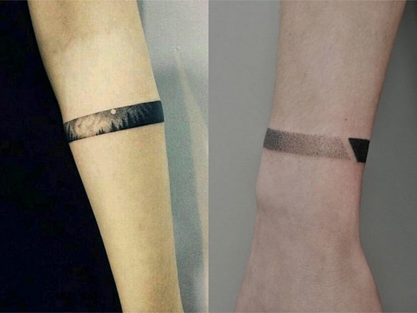 Tatuajes brazaletes punteados para mujer