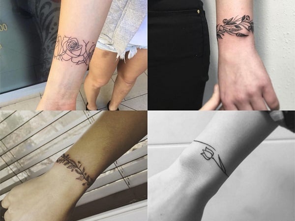 Tatuajes brazaletes flores para mujer