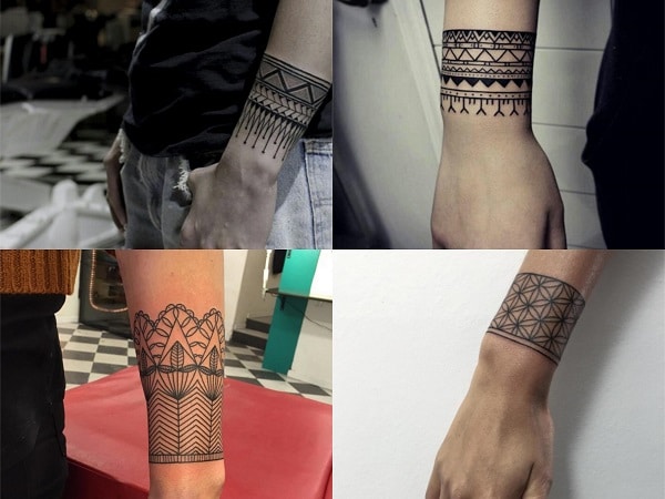 Tatuajes brazaletes geométrico para mujer