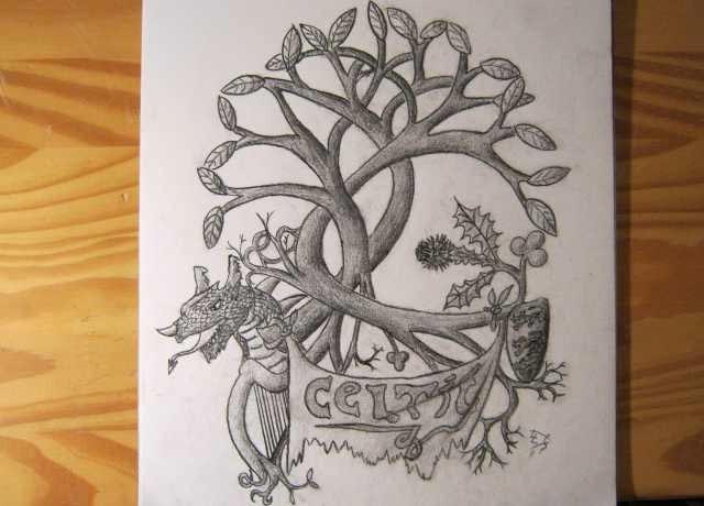 Dibujos a lápiz para tatuajes, árbol celta