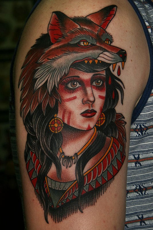 Tatuaje mujer cabeza zorro 3