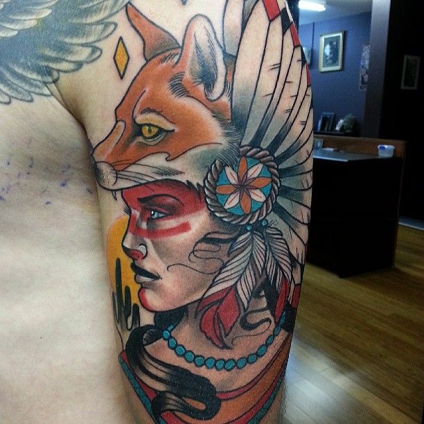 Tatuaje mujer cabeza zorro 2
