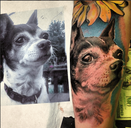 Tatuaje mascota perro realista
