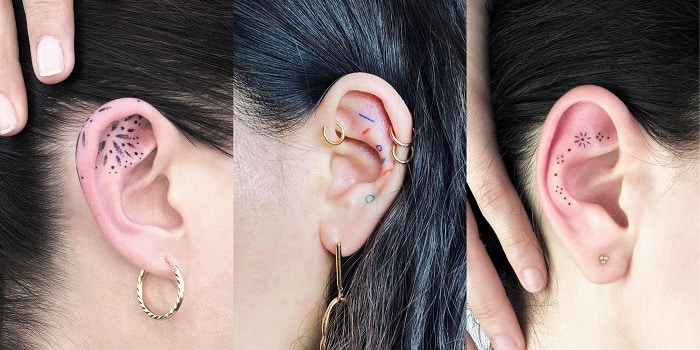 Combinar tatuajes en la oreja con pendientes