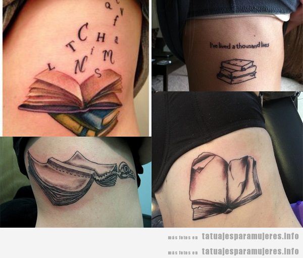 Tatuajes para mujeres en el costado libros